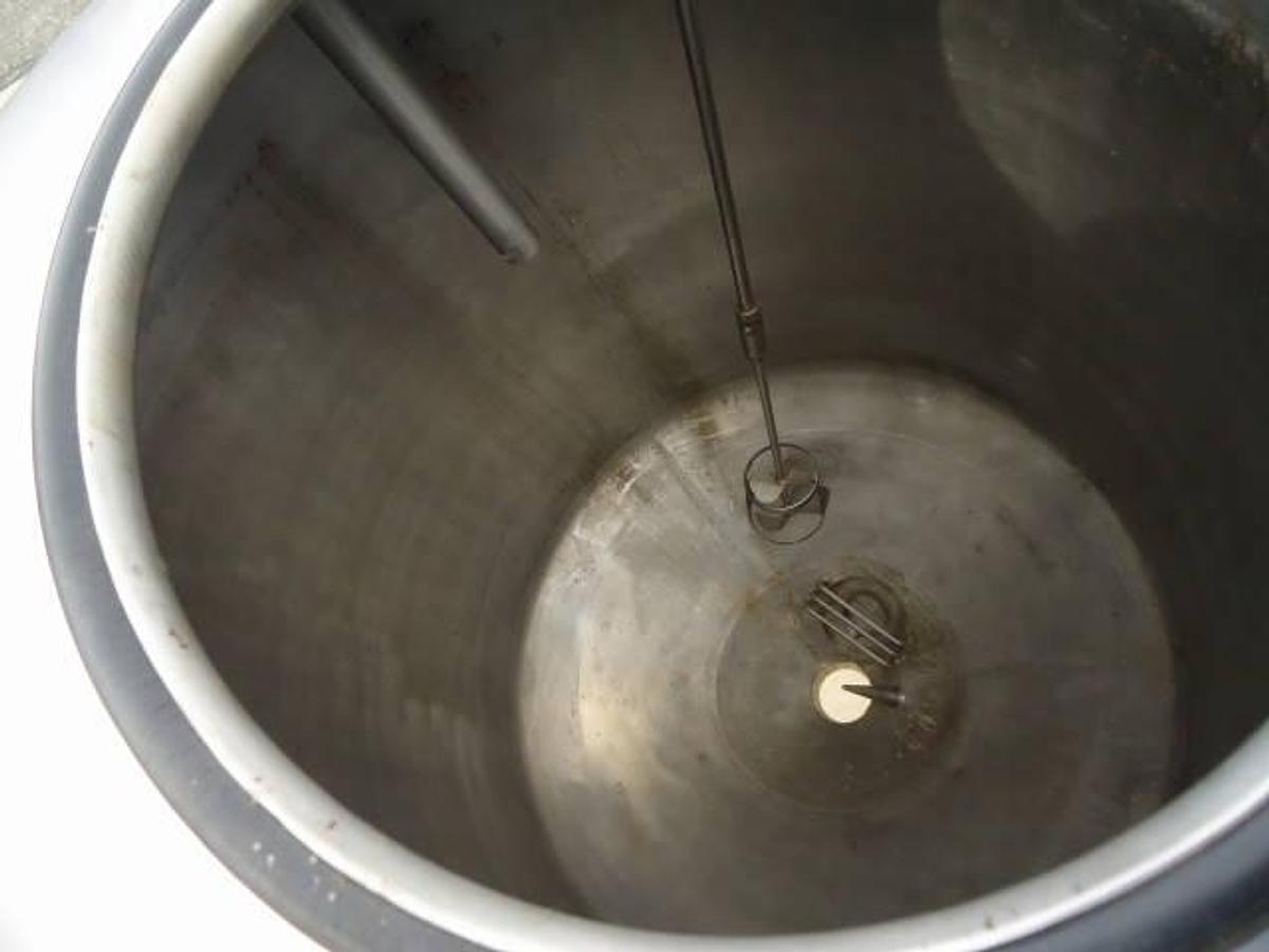 Used 225 Gallon Crepaco Stainless Steel Jacketed Vertical Mix Tank, Cone Bottom