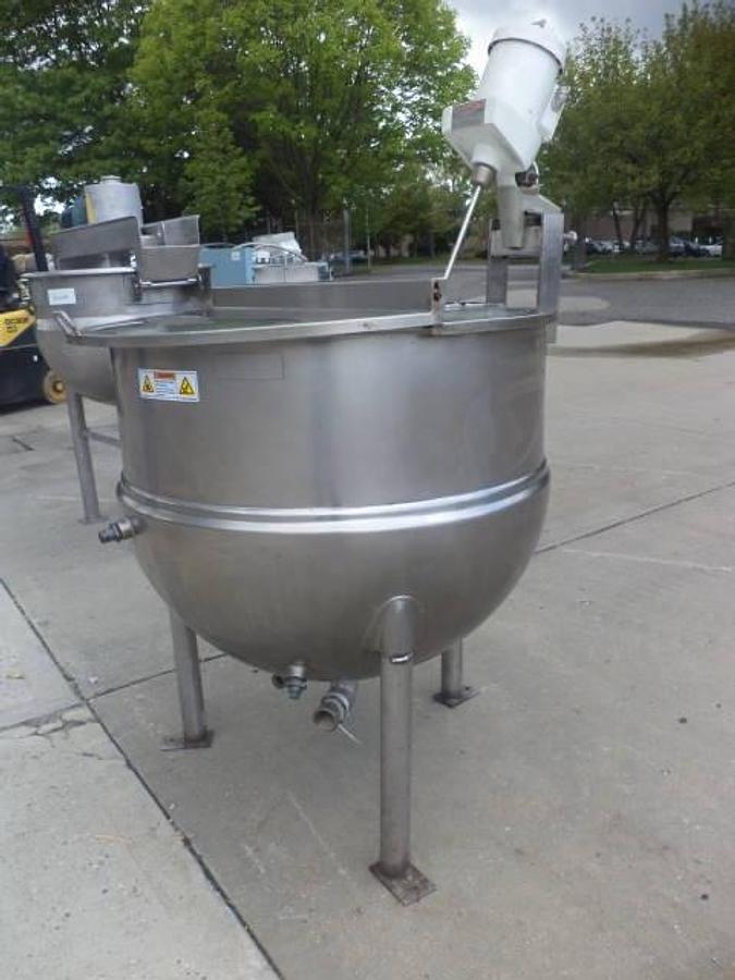 Used 100 Gallon Groen Stainless Hemispherical Kettle, 100 PSI Jacket
