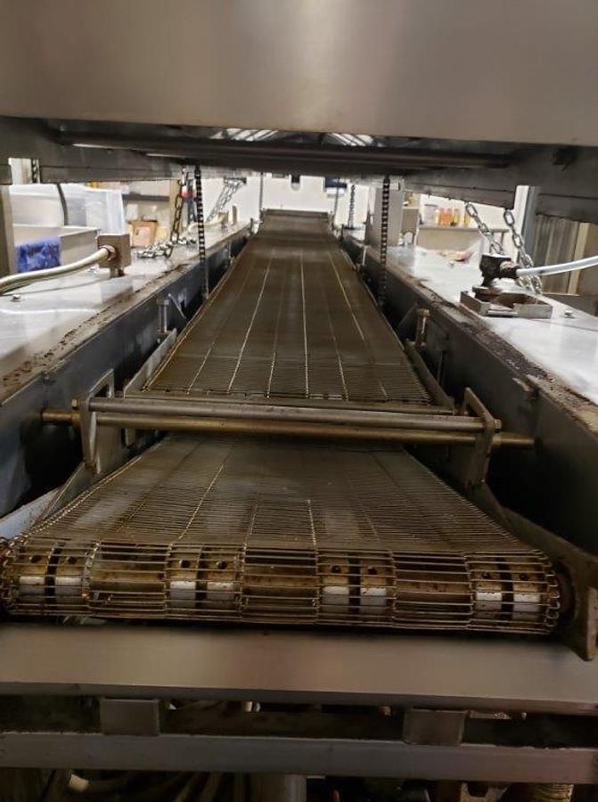 Used Stein 16 In. Wide x 13 Ft. Long Gas Fired Fryer with Hold Down Belt