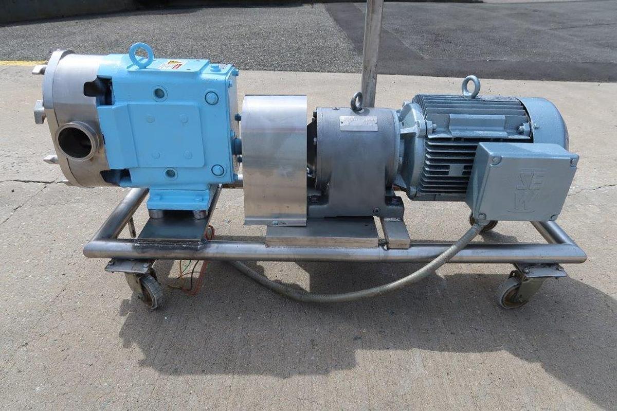 Used Waukesha 130 Stainless Positive Displacement Pump, 10 HP Motor