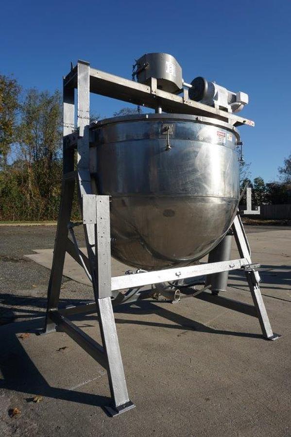 Used 500 Gallon Lee Stainless Double Motion Scraper Kettle, Tilt Out agitation