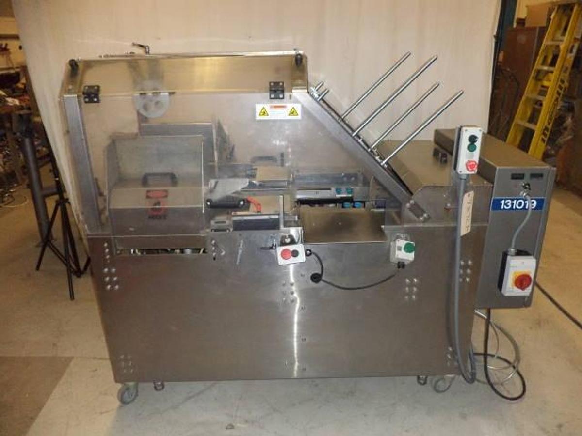 Used Econocorp “Econoseal” E2000 Auto Horizontal Cartoner, Hot Glue Sealing, 25 pm
