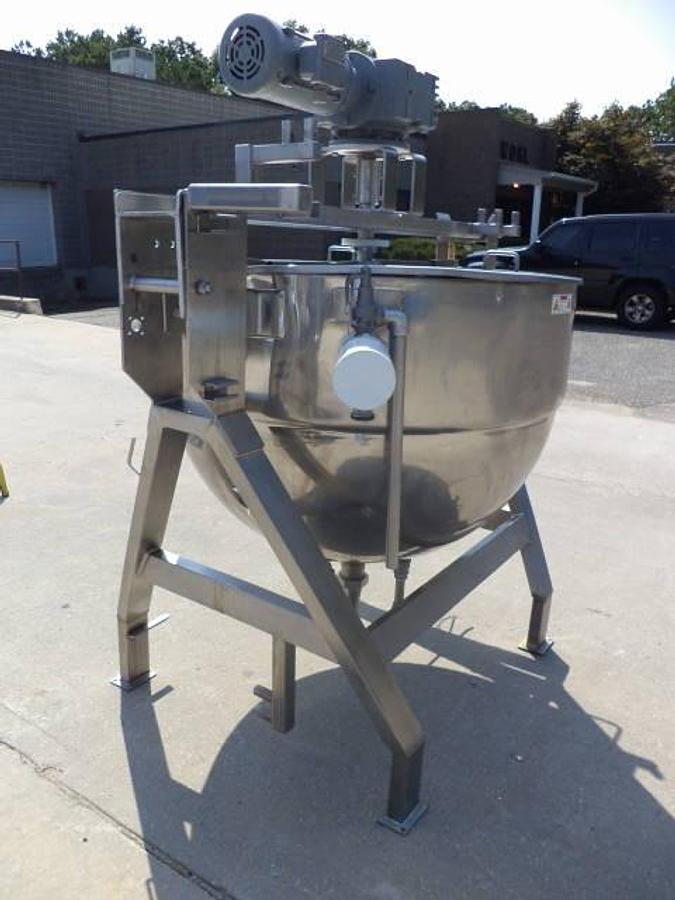 Used 200 Gallon Lee 316 Stainless Steel Jacketed Scraper Kettle, 125 PSI Jacket-