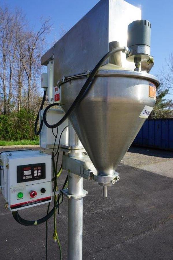 Used All Fill Single Auger Powder Filler, Foot Switch Actuated with approx. 20 in. diameter  stainless steel hopper with lid