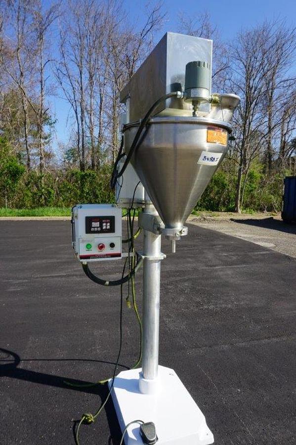 Used All Fill Single Auger Powder Filler, Foot Switch Actuated with approx. 20 in. diameter  stainless steel hopper with lid