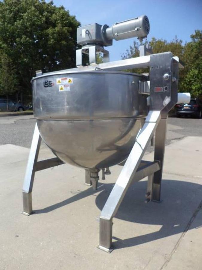 Used 200 Gallon Lee 316 Stainless Steel Jacketed Scraper Kettle, 125 PSI Jacket-