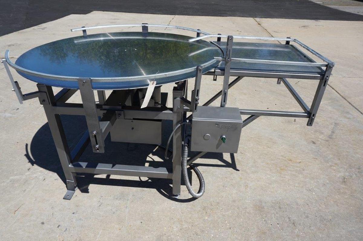 Used 48 In. Diameter Rotary Unscrambling/Accumulating Table wl Unscrambling Shelf