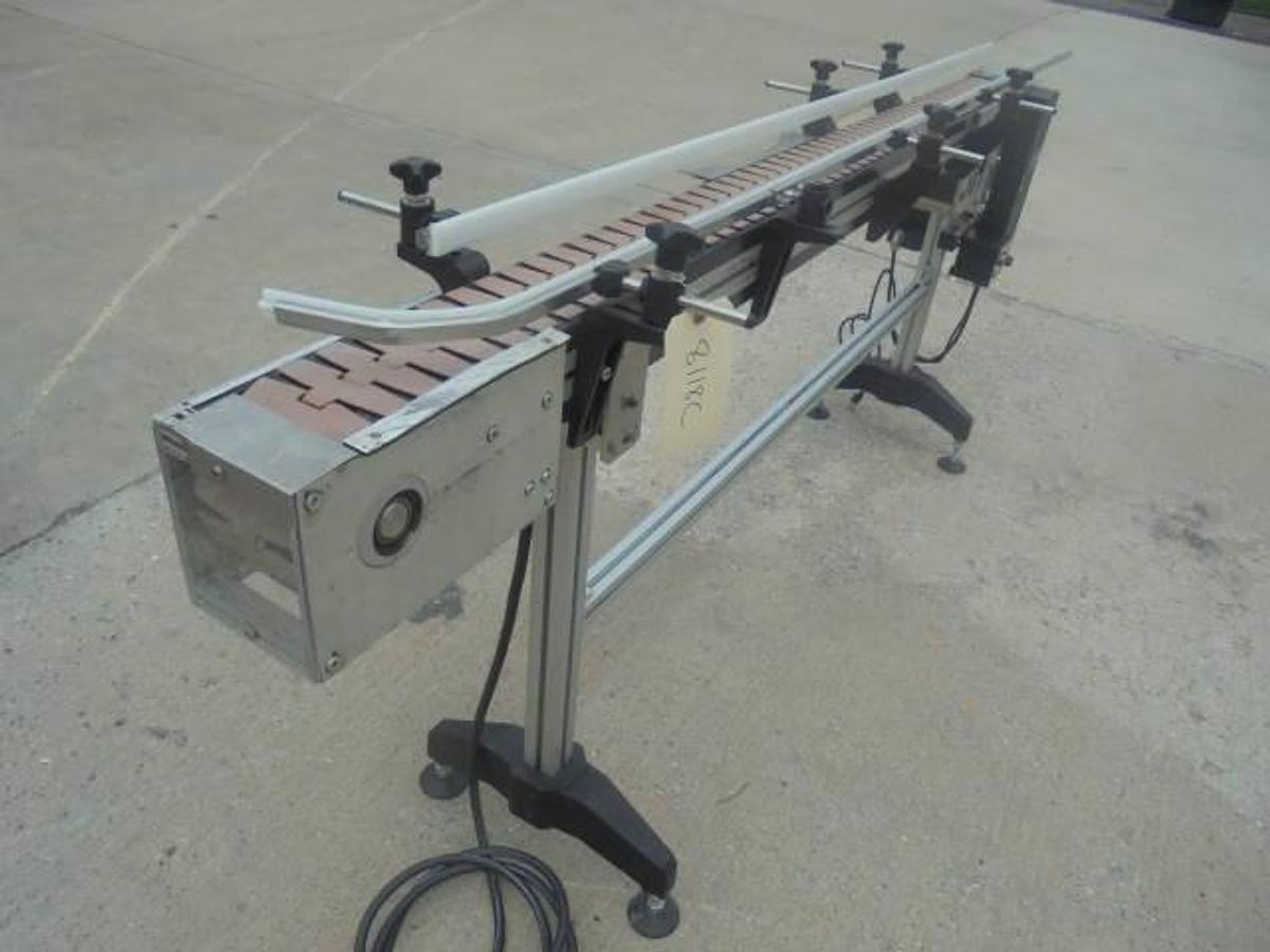 Used MK Automation 4-1/2 In. X 90 In. Long Bottle Conveyor, Variable Speed