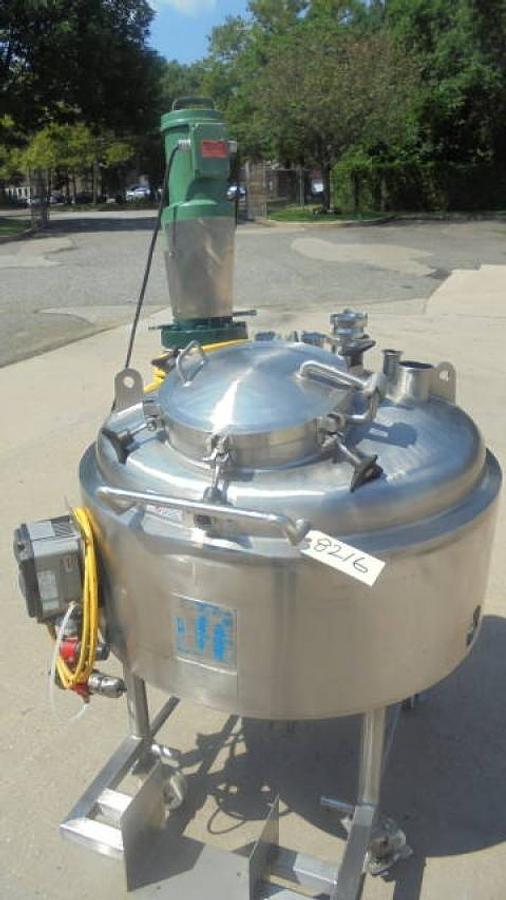 Used 150 Gallon RAS Process Equipment 316SS Jacketed Agitated Pressure Kettle/Reactor, cone bottom
