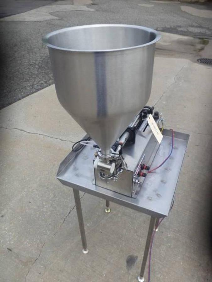 Used REB Air Operated Tabletop Single Piston Filler, with Hopper