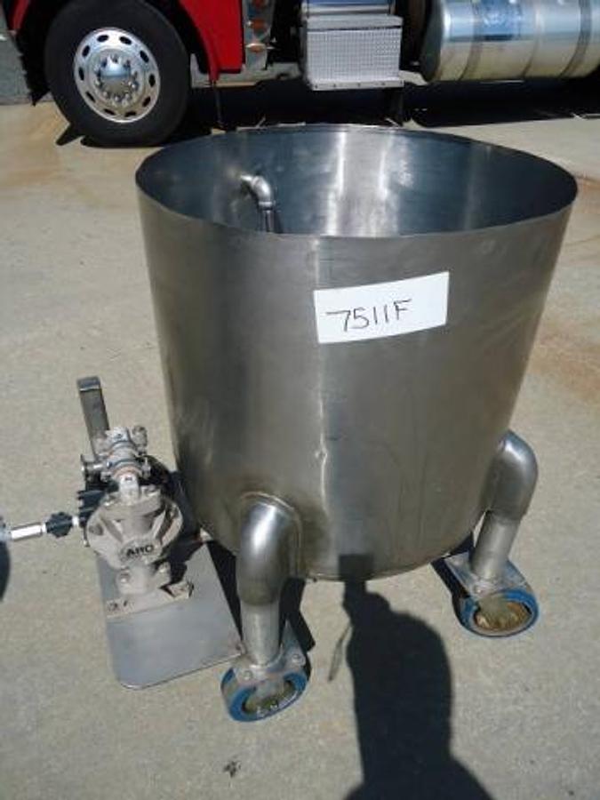 Used 35 Gallon Stainless Cone Bottom Tank With Aro Pump