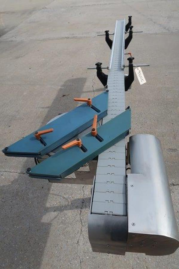 Used 9-1/2 Ft. Long Stainless Steel Motorized Bottle Conveyor