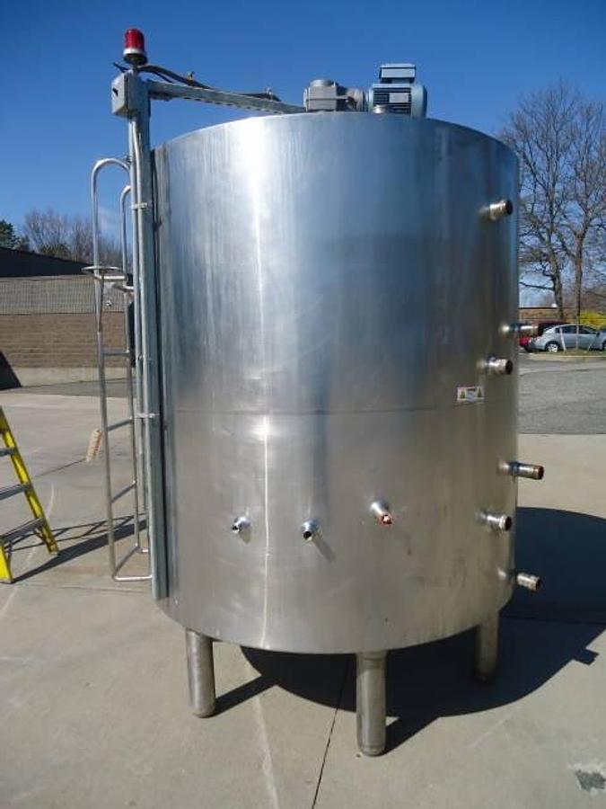 Used 800 Gallon Stainless Steel Jacketed Closed Agitated Tank, Cone Bottom