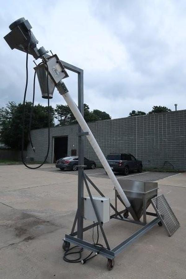Used AIM 3-3/4 In. Diameter Inclined Flexible Screw Conveying System, Portable