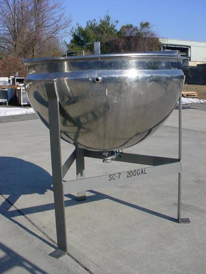 Used 200 Gallon Lee Stainless Steel Hemispheric Jacketed Kettle
