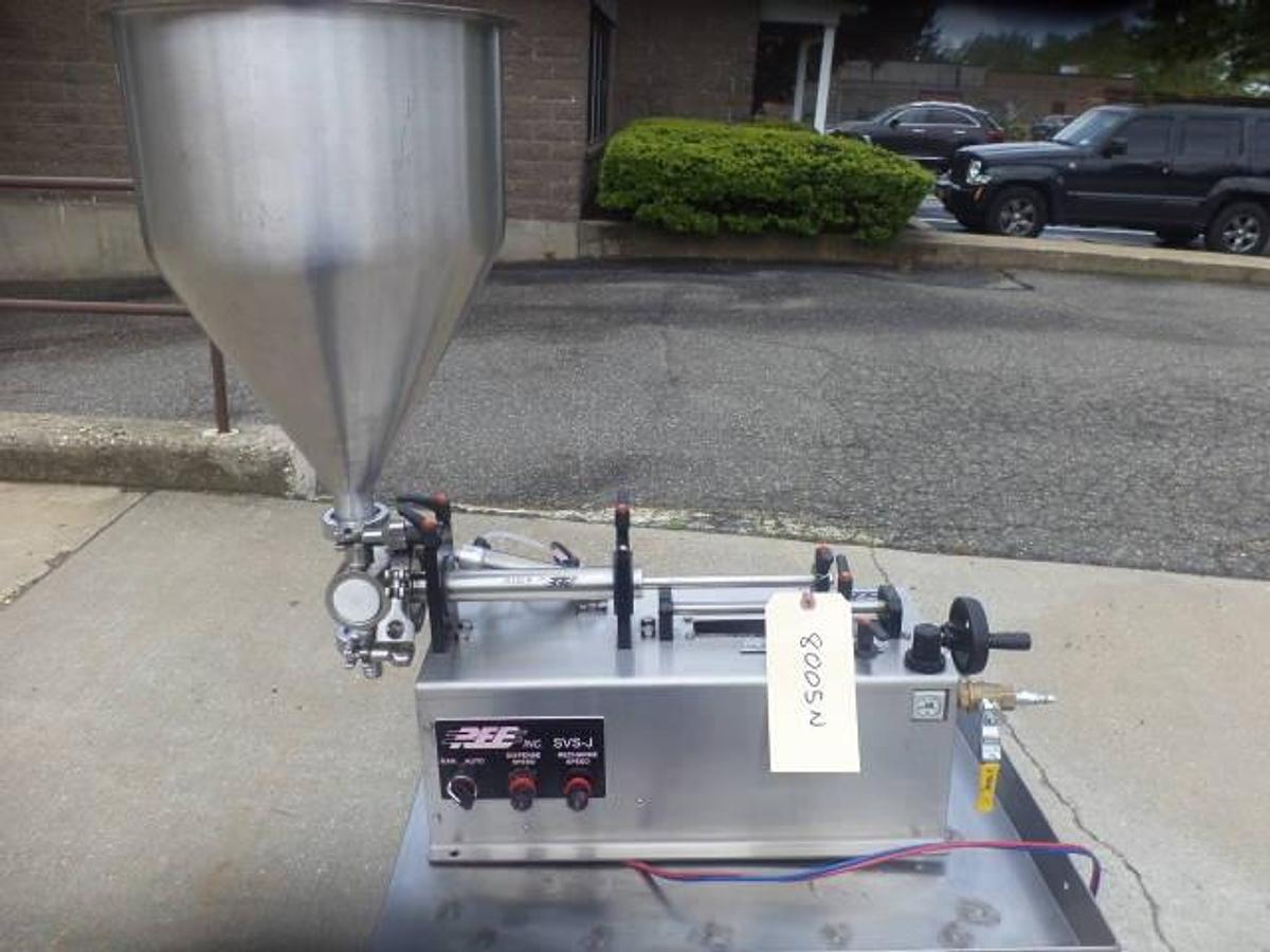 Used REB Air Operated Tabletop Single Piston Filler, with Hopper