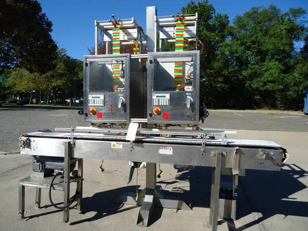 Used Axon EZ-2-200 Dual Station Tamper Evident Neck Bander/Sleever