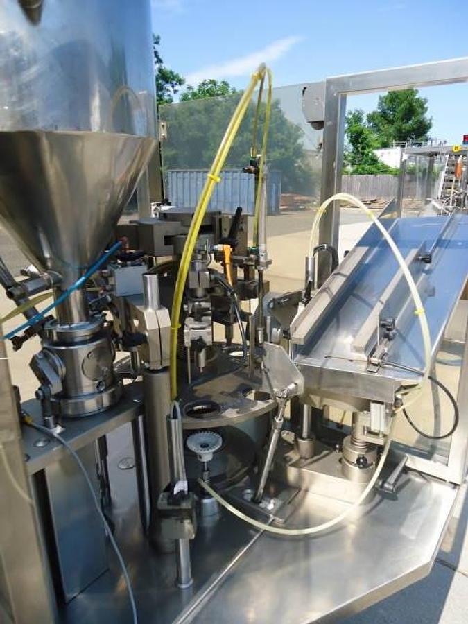 Used Unipac/Romaco Silver 80e Plastic Tube Filling And Sealing Machine, 80 Per Minute