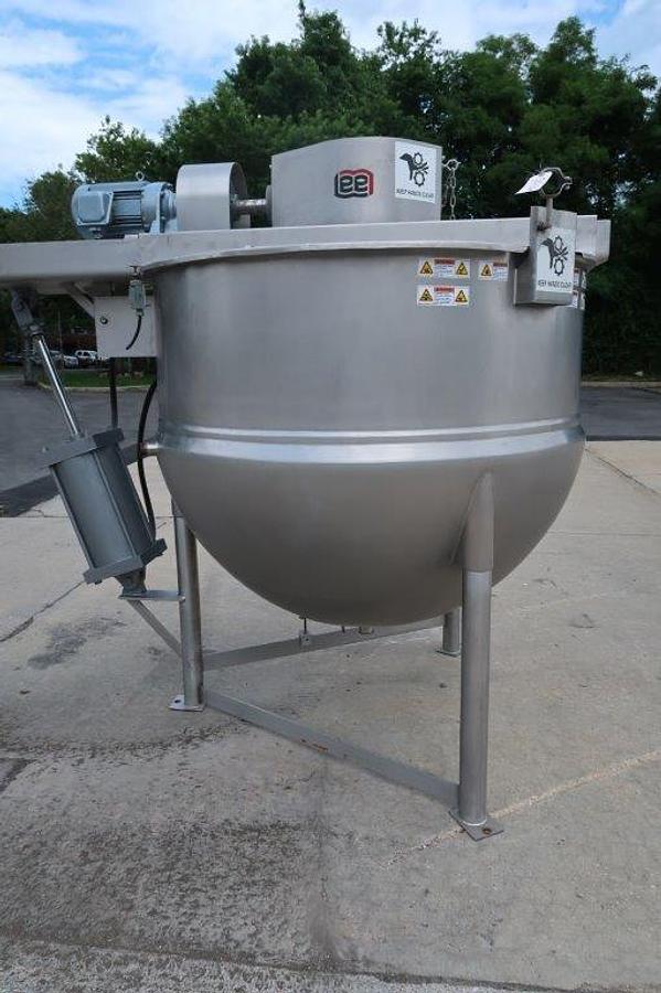 Used 500 Gallon Lee 316 Stainless Jacketed Double Motion Kettle, Tilt Out Agitation