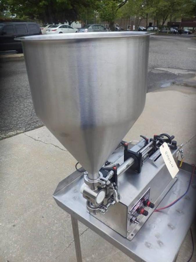 Used REB Air Operated Tabletop Single Piston Filler, with Hopper