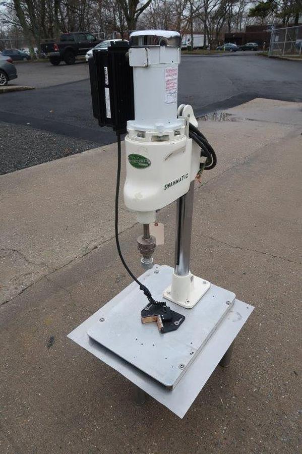 Used Swanmatic C300 Tabletop Semi-Automatic Capper, Single Phase Electric