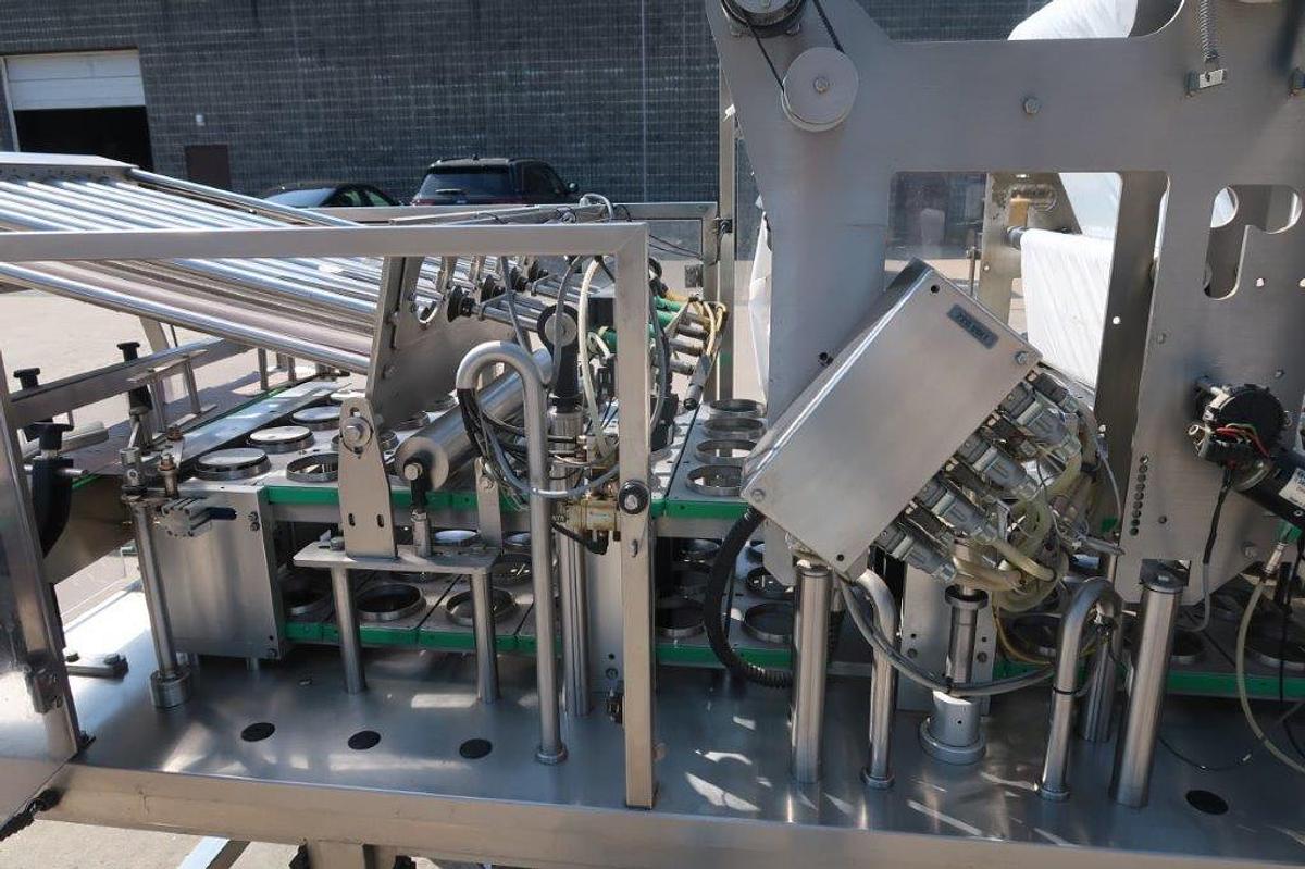 Used Packline PXG-4 Four Lane Stainless Cup Packaging Machine