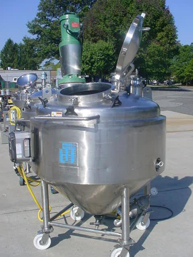 Used 150 Gallon (lee) R.a.s. Jacketed Agitated Pressure Kettle, Cone Bottom, 316 Stainless Steel