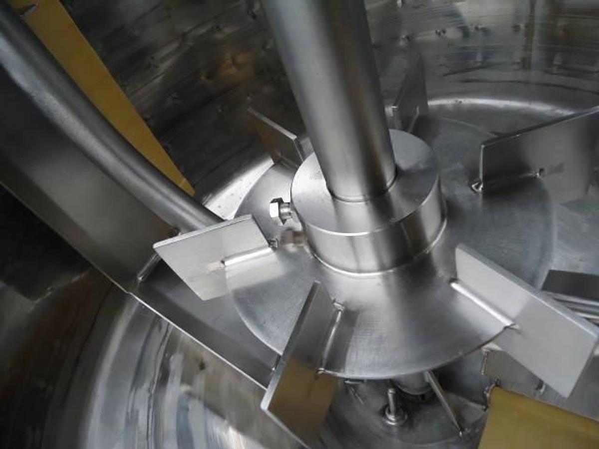 Used 100 Gallon Perma-San 316 Stainless Steel Jacketed Scraper Kettle With High Speed Turbine