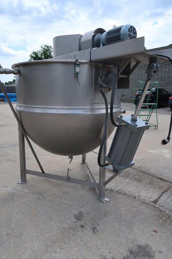 Used 500 Gallon Lee 316 Stainless Jacketed Double Motion Kettle, Tilt Out Agitation