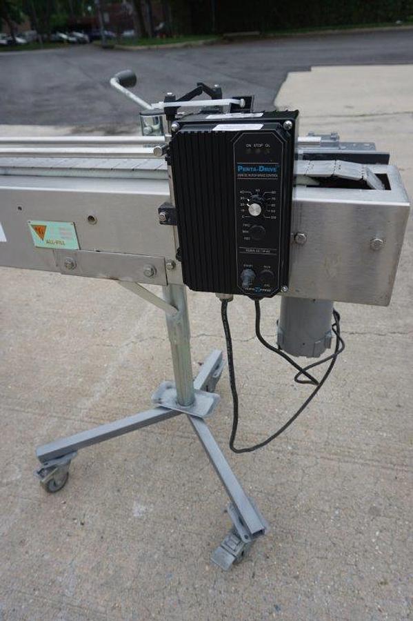 Used AFI 8 Ft. Long Motorized Bottle Conveyor