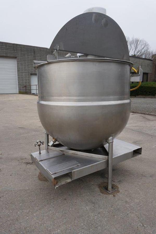 Used 100 Gallon B H  Hubbert Jacketed Kettle With 5 HP Homogenizing Mixer