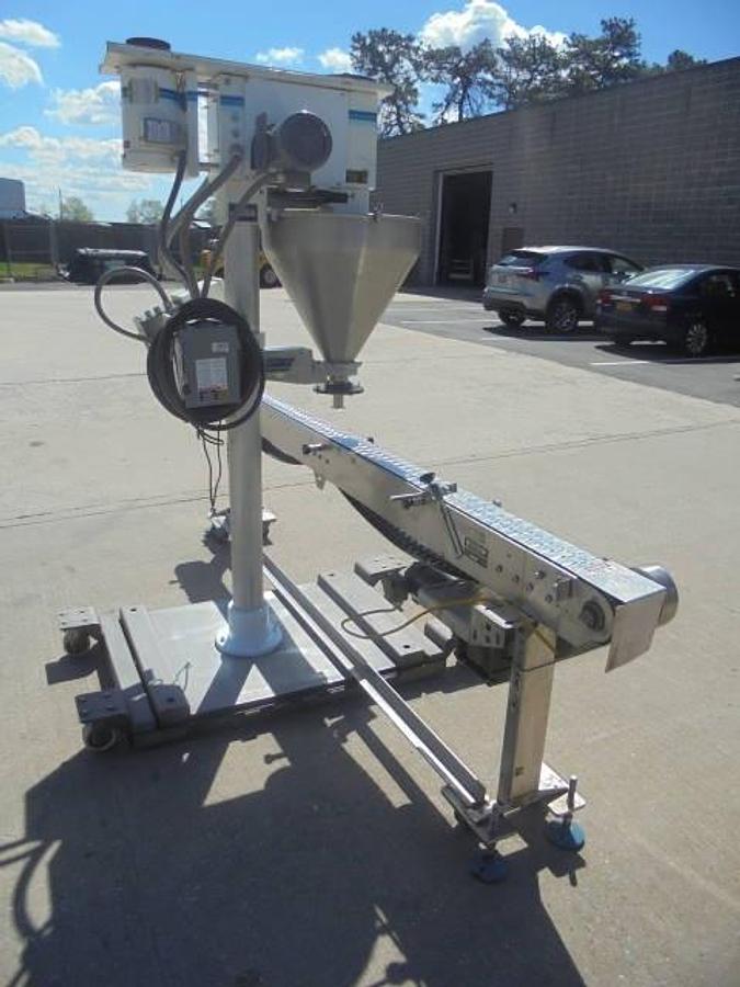 Used Mateer Burt Single Auger Powder Filler, Agitated Hopper