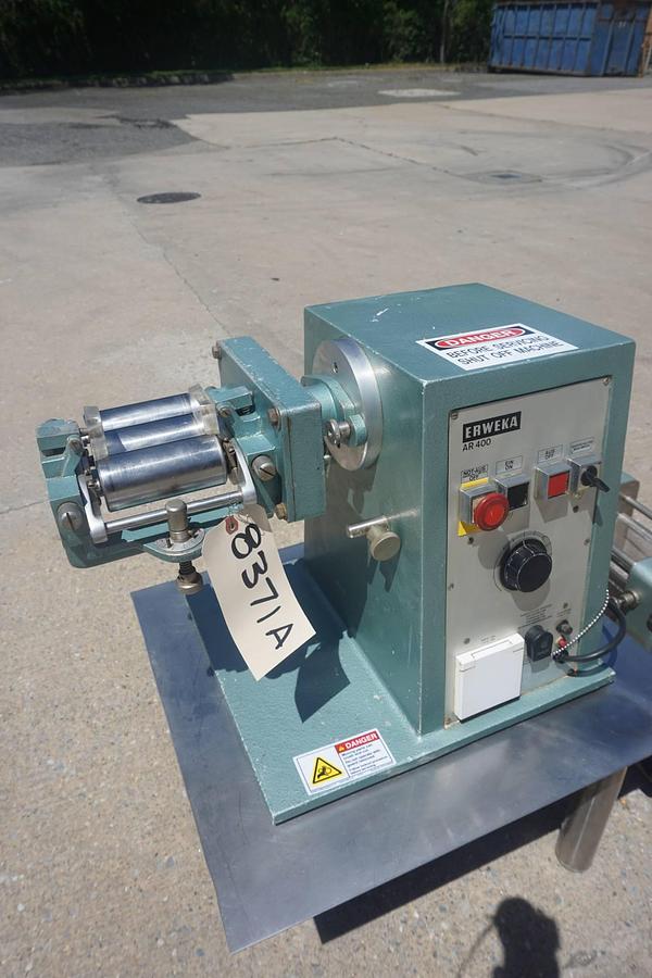 Used Erweka 2 In. X 4 In. Tabletop Lab Three Roll Mill and Oscillating Granulator