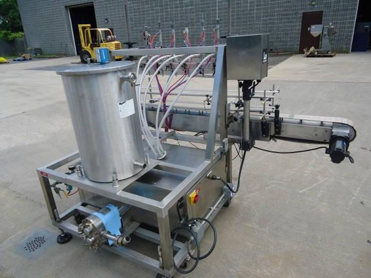 Used Oden Pro/Matic Six Head Automatic Filler, Stainless Steel