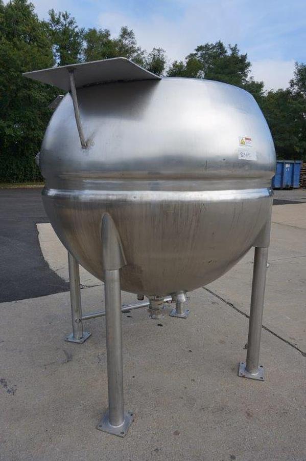 Used 500 Gallon Spherical Jacketed Kettle, 316 SS