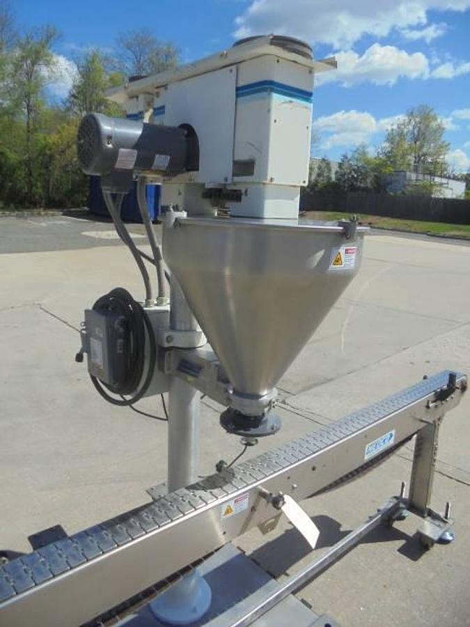 Used Mateer Burt Single Auger Powder Filler, Agitated Hopper