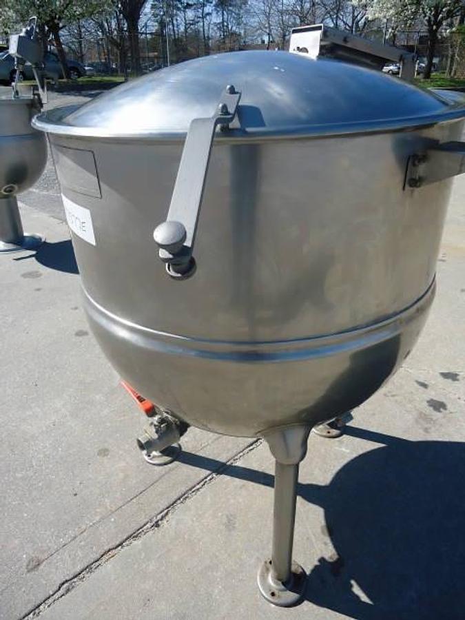 Used 80 Gallon Groen Stainless Steel Jacketed Hemispherical Kettle