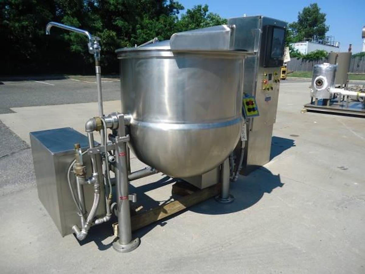 Used 100 Gallon Cleveland Range Jacketed, Agitated Tilt Kettle, Usda