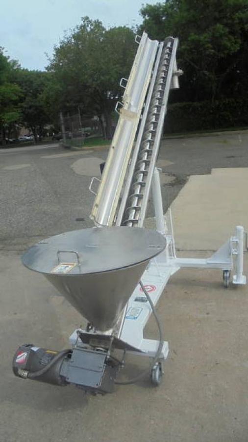 Used S. Howes 4 In. Diameter Stainless Inclined Screw Conveyor/Feeder, Adjustable Height Discharge
