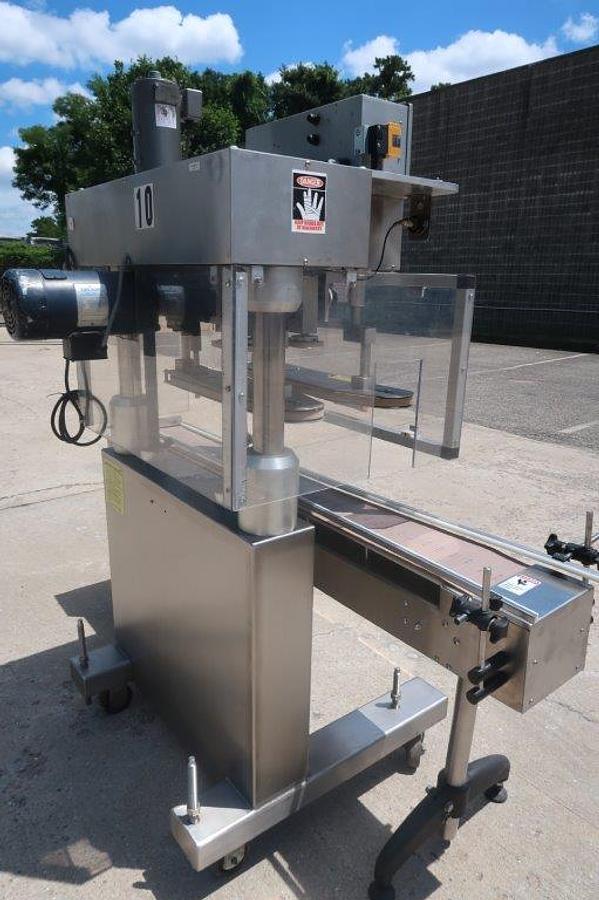 Used Kaps-All Model E Cap Tightener, with Conveyor