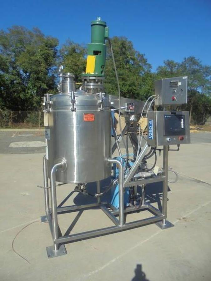 Used 100 Gallon Cherry Burrell 316 Stainless Steel Jacketed Pressurized Kettle/Reactor, Tilt Out Agitation