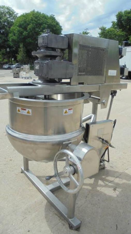 Used 60 Gallon Befco Stainless Steel Jacketed Double Motion Kettle, Tilt Out Agitation