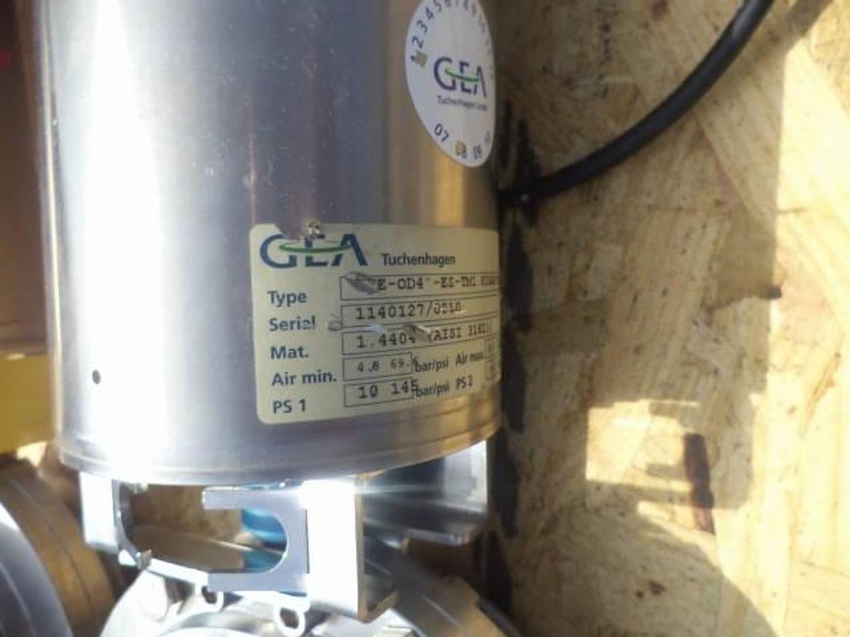 Used GEA Type CCE-OD Air Actuated 4 Inch Diameter Sanitary Butterfly Valves, (3)