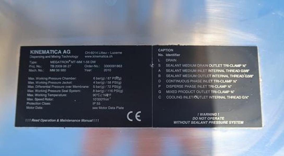 Used Kinematica “Megatron” Model MT-MM Inline Homogenizer