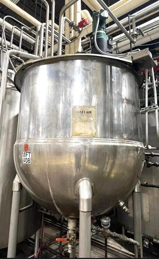 Used 600 Gallon Groen Jacketed Mix Kettle, 100 PSI