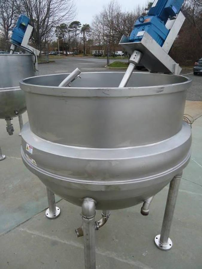 Used 350 Gallon Pardo 316 Stainless Hemispherical Inclined Agitated Kettle, 100 Psi Jacket
