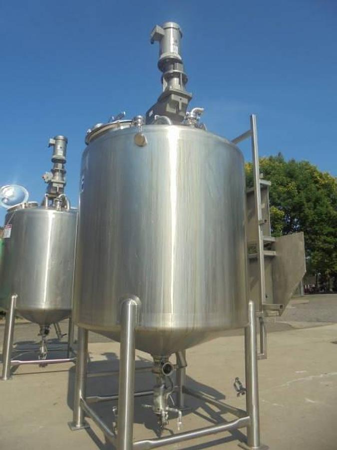 Used 500 Gallon Feldmeier Stainless Sanitary Mix Tanks, Full Sweep (2)