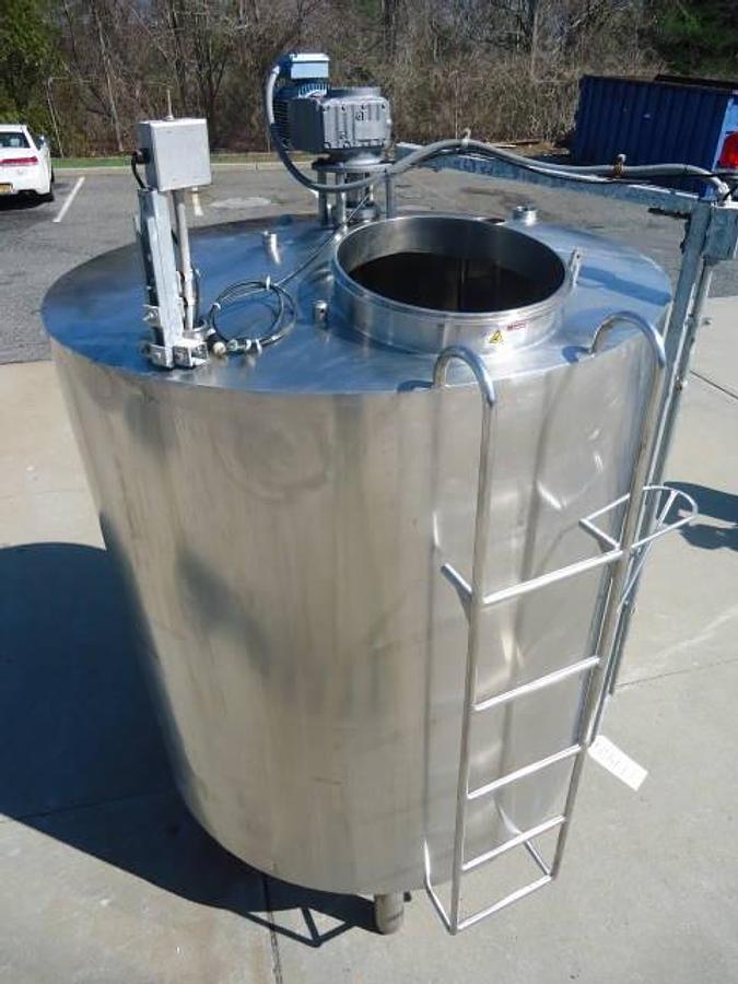 Used 800 Gallon Stainless Steel Jacketed Closed Agitated Tank, Cone Bottom