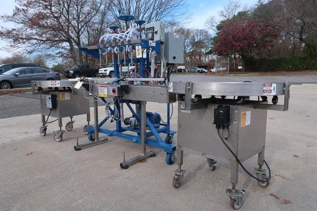 Used Simplex Inline Pressure Gravity Automatic Liquid Filling Machine