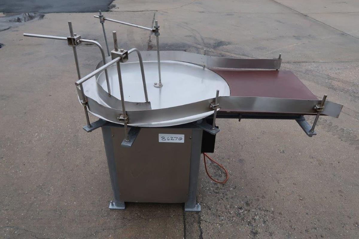 Used 36 In. Packaging Dynamics Rotary Unscrambling/Accumulating Table, with Unscrambling Shelf